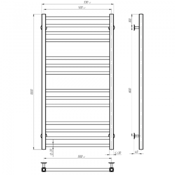 Рушникосушарка електрична Devit Ovale OV5001000EB 500х1000 мм.