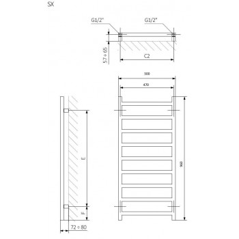 Рушникосушка Terma Simple WGSIM096050KRGRSX (960х500 мм.)