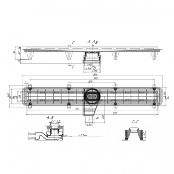 Devit D-Line 75010215B Душевой канал 75 см.