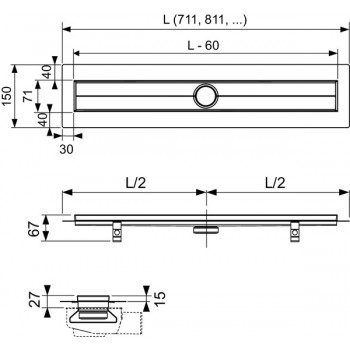 Tece Drainline 600900 Душовий канал (900 мм.)