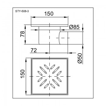 Styron STY-508-3 Трап для душу (150х150 мм.)