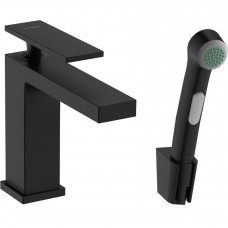 Змішувач для умивальника Hansgrohe Tecturis E 110 з гігієнічною лійкою, Matt Black (73210670)