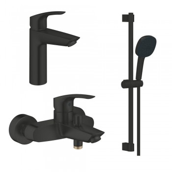 Комплект змішувачів з душем Grohe EuroSmart, чорний матовий (UA123246M243)