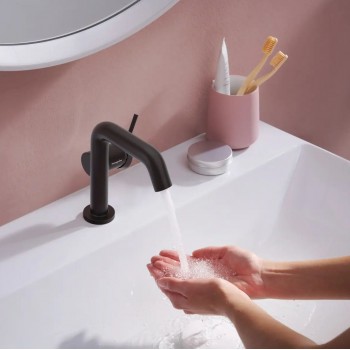 Смеситель для умывальника Hansgrohe Tecturis S 110 Fine CoolStart с Push open, Matt Black (73320670)