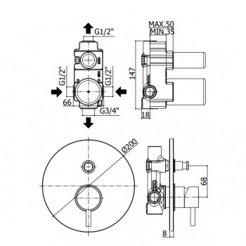 Paffoni Light LIG015NO Змішувач для ванни