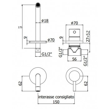 Смеситель для раковины Paffoni Light LIG 006 CR70
