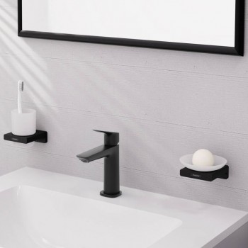 Смеситель для умывальника Hansgrohe Logis Fine 110 с донным клапаном push-open, Matt Black (71252670)