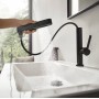 Смеситель для умывальника Hansgrohe Finoris 230 с выдвижным носиком 2JET и д/к push-open, черный матовый (76063670)