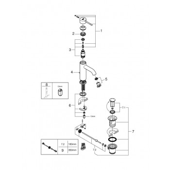 Змішувач для умивальника Grohe Essence 23589001/24171001
