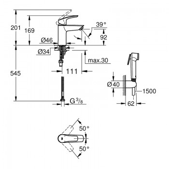 Змішувач для умивальника Grohe Eurosmart 23124003