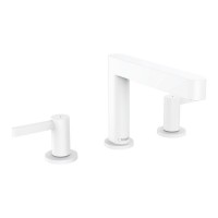 Змішувач для умивальника Hansgrohe Finoris 110 на 3 отвори з донним клапаном Push-Open, білий матовий (76033700)