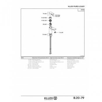 Kludi PURE & EASY 372920565 однорычажный смеситель на умывальник 100
