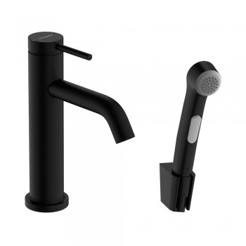 Смеситель Hansgrohe Tecturis S 110 для умывальника с гигиенической лейкой, Matt Black (73211670)