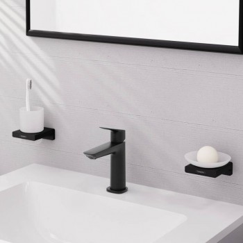 Смеситель Hansgrohe Logis Fine 110 для умывальника без донного клапана, Matt Black (71253670)