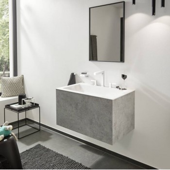 Смеситель для умывальника Hansgrohe Finoris 110 на 3 отверстия с донным клапаном Push-Open, белый матовый (76033700)