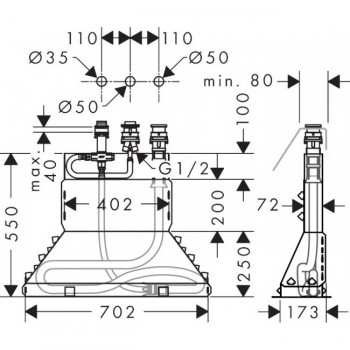 Скрытая часть смесителя Hansgrohe 13437180 (для ванны)