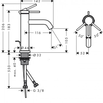 Смеситель для раковины Hansgrohe Tecturis S 73310000