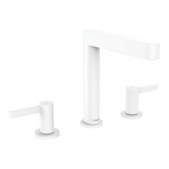 Змішувач для умивальника Hansgrohe Finoris 160 на 3 отвори з донним клапаном Push-Open, білий матовий (76034700)