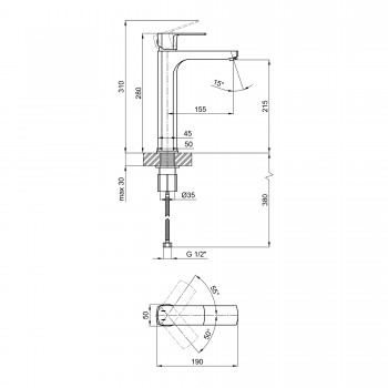 Смеситель для раковины Qtap Lipno высокий QTLIPNO10H23101G Graphite