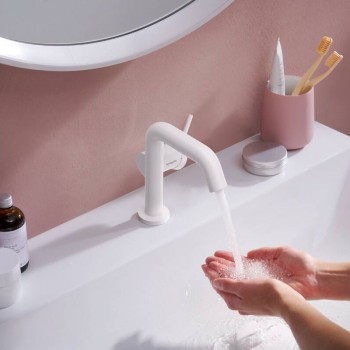 Змішувач для умивальника Hansgrohe Tecturis S 110 Fine CoolStart, Matt White (73321700)