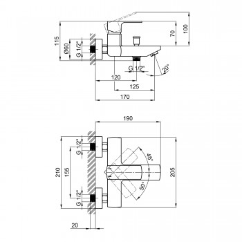 Смеситель для ванны Qtap Lipno QTNH3023101DG Graphite