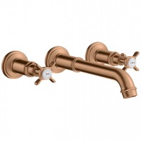 Смеситель для умывальника AXOR Montreux со стены двухвентильный Cross, Brushed Bronze (16532140)