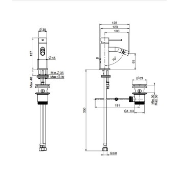 Смеситель для биде Fima Spillo Up F3032XSBS