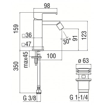 Змішувач для біде Nobili Mia MI102119/2BM