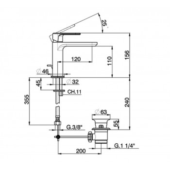 Смеситель для раковины Cisal Lineaviva LV000510.21