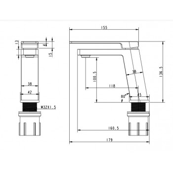 Змішувач для раковини Devit Linea 150W1245B