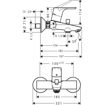 Змішувач для ванни Hansgrohe Focus Comfort Zone 31940000