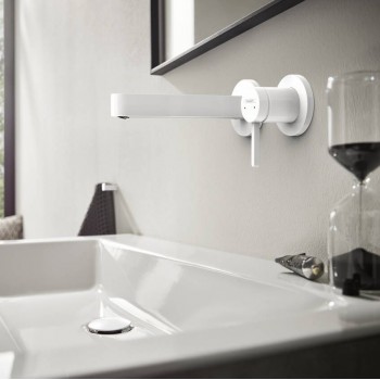 Змішувач для умивальника настінний Hansgrohe Finoris, білий матовий (76051700)