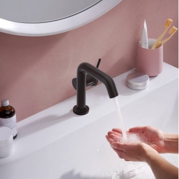 Змішувач Hansgrohe Tecturis S110 Fine CoolStart для умивальника з донним клапаном pop-up, Matt Black (73323670)