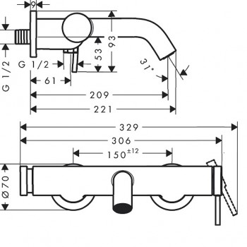 Змішувач для ванни Hansgrohe Tecturis S 73422670
