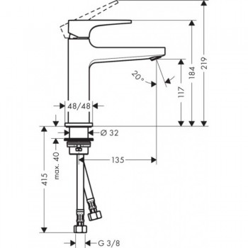 Hansgrohe Metropol 74507000 Змішувач для раковини 110