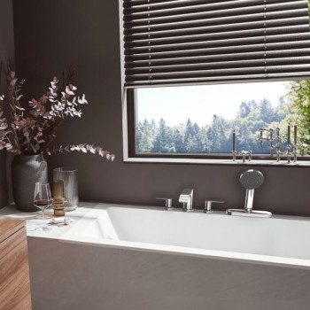 Смеситель врезной на край ванны Hansgrohe Vivenis на 4 отверстия с sBox, белый матовый (75444700)
