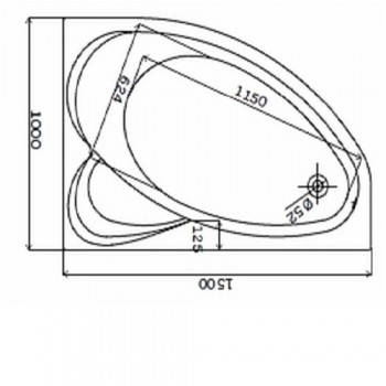Kolo Supero 5536000 Ванна асиметрична 150x100 см. ліва