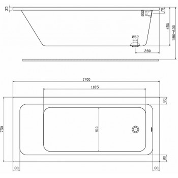 Ванна Kolo XWP1170000 MODO 170x75 см