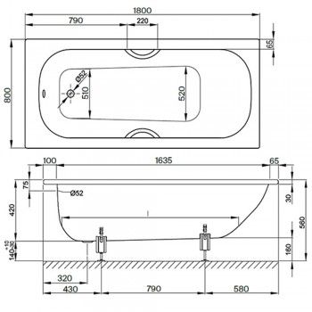 Ванна прямокутна Bette Form 2950-000Plus 180х80 см.