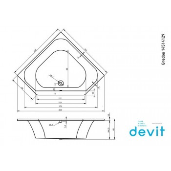 Ванна Devit 14514129 GREDOS 145х145