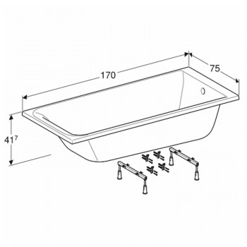 Ванна прямокутна Kolo Rekord XWP3670000N 170х75 см.