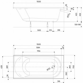 Ванна Kolo OPAL PLUS XWP135000N (150х70 см.)
