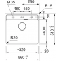 Кухонная мойка FRANKE MARIS MRG 610-52 TL белая, врезной монтаж (114.0668.820) 560х510 мм.