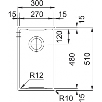 Кухонна мийка FRANKE BOX CENTER BWX 210/110-27 (127.0579.849) 300х510 мм.