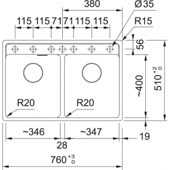 Кухонная мойка FRANKE MARIS MRG 620 TL белая, врезной монтаж (114.0661.785) 760х510 мм.
