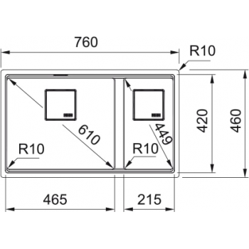 Кухонна мийка FRANKE KUBUS 2 KNG 120 сахара (125.0517.109) 760х460 мм.