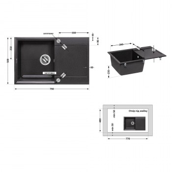 Кухонна мийка Lidz 790x495/230 GRF-13 (LIDZGRF13790495230)