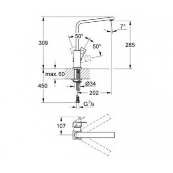 Змішувач для кухні Grohe Eurocube 31255000