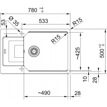 Кухонна мийка FRANKE URBAN UBG 611-78 XL оборотна, чорна матова (114.0699.233) 780х500 мм.
