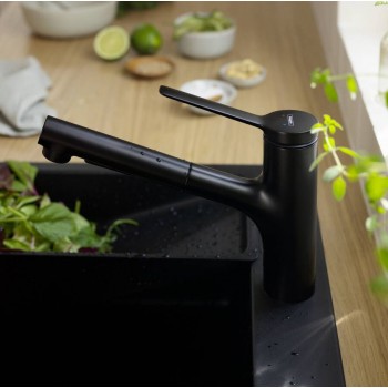 Змішувач для кухні Hansgrohe Zesis M33 150 2jet з витяжним виливом, Matt Black (74800670)